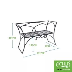 Achla Designs Wrought Iron Arbor Bench With Back -Charming Outdoors Shop 8598749 03V tif