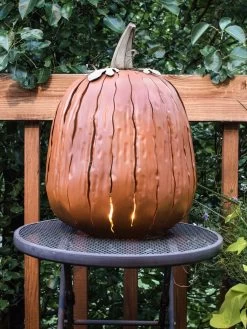 Desert Steel Pumpkin Luminary, Tall -Charming Outdoors Shop 8599559 01v desert steel pumpkin luminary tall orange