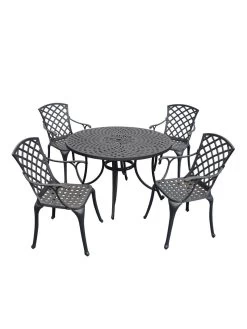 Crosley Sedona Five-Piece Outdoor Dining Set With High Back Armchairs -Charming Outdoors Shop 8599666 01v crosley sedona five piece outdoor dining set with high back arm chairs 48 inch black