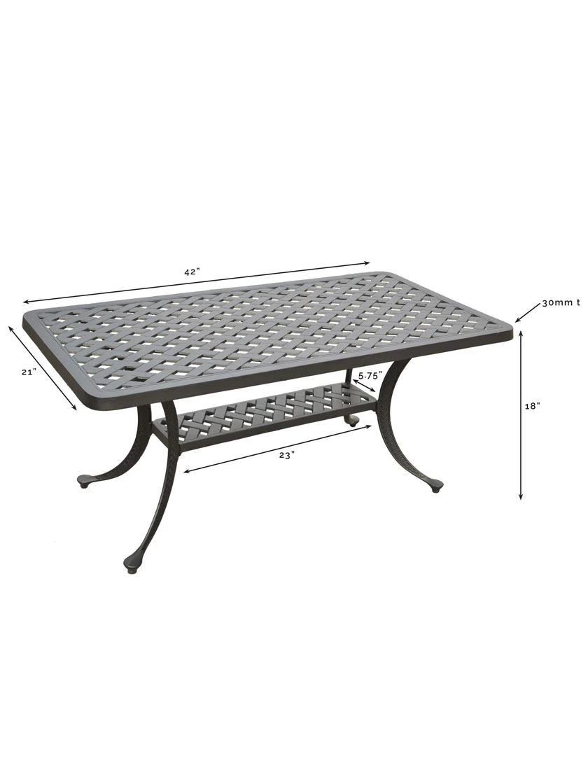 Crosley Sedona Cast Aluminum Rectangular Cocktail Table 2 Crosley Sedona Cast Aluminum Rectangular Cocktail Table - Image 2