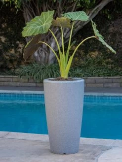 Solar Illuminated Planter Tall Granite, 32" -Charming Outdoors Shop 8600183 19645 tif