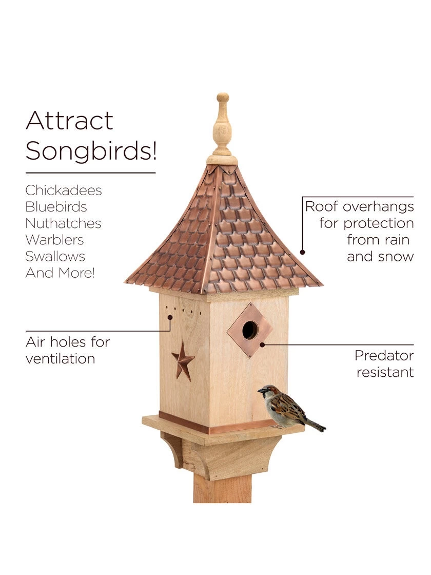 Copper Shingled Roof Bird House 2 Copper Shingled Roof Bird House - Image 2