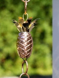 Pineapple Pure Copper Rain Chain, 8.5' -Charming Outdoors Shop 8600210 02v