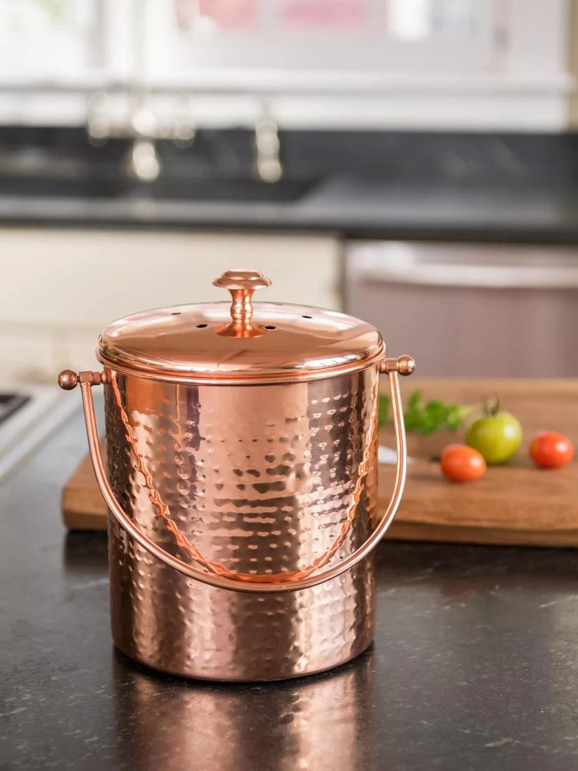 Hammered Copper Compost Pail 1 Hammered Copper Compost Pail