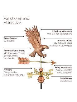 Bald Eagle Copper Weathervane -Charming Outdoors Shop 8600276 02v