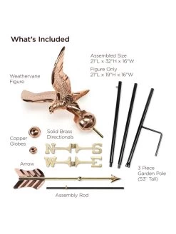 Eagle Garden Copper Weathervane With Pole -Charming Outdoors Shop 8600279 01v