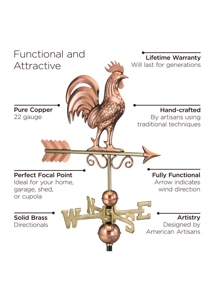 Bantam Rooster Copper Weathervane 2 Bantam Rooster Copper Weathervane - Image 2