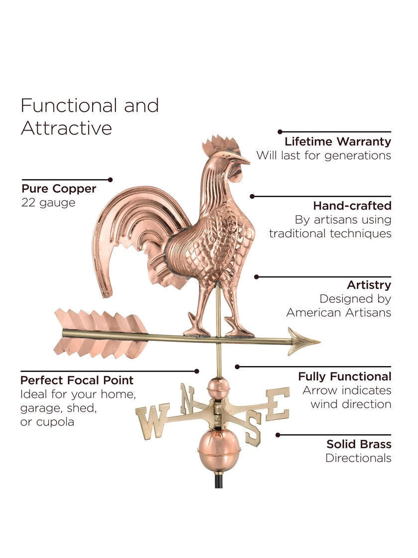 Rooster Copper Weathervane 3 Rooster Copper Weathervane - Image 3