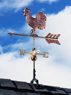 Rooster Cottage Copper Weathervane With Roof Mount -Charming Outdoors Shop 8600284 02v