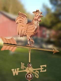 Rooster Garden Copper Weathervane With Pole -Charming Outdoors Shop 8600284 05v rooster cottage copper weathervane roof mount 1