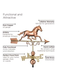 Galloping Horse Copper Weathervane -Charming Outdoors Shop 8600346 03v
