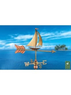 Sailboat Garden Copper Weathervane With Pole -Charming Outdoors Shop 8600347 03v sailboat cottage copper weathervane roof mount 1