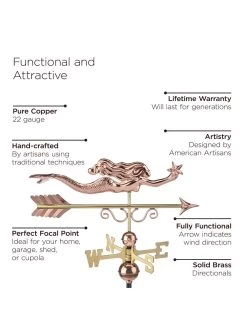 Little Mermaid Copper Weathervane -Charming Outdoors Shop 8600350 04v