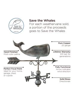 Save The Whales™ Copper Weathervane -Charming Outdoors Shop 8600371 01v