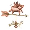 Flying Pig Cottage Copper Weathervane With Roof Mount