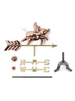 Flying Pig Cottage Copper Weathervane With Roof Mount 5 Flying Pig Cottage Copper Weathervane With Roof Mount -Charming Outdoors Shop 8600376 03v