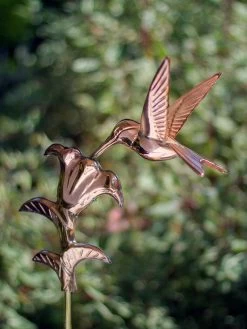 Hummingbird Garden Copper Weathervane With Pole -Charming Outdoors Shop 8600377 03v hummingbird cottage weathervane roof mount