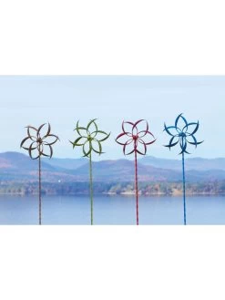 Feather Staked Wind Spinner, 15" 8 Feather Staked Wind Spinner, 15" -Charming Outdoors Shop 8600479 04v