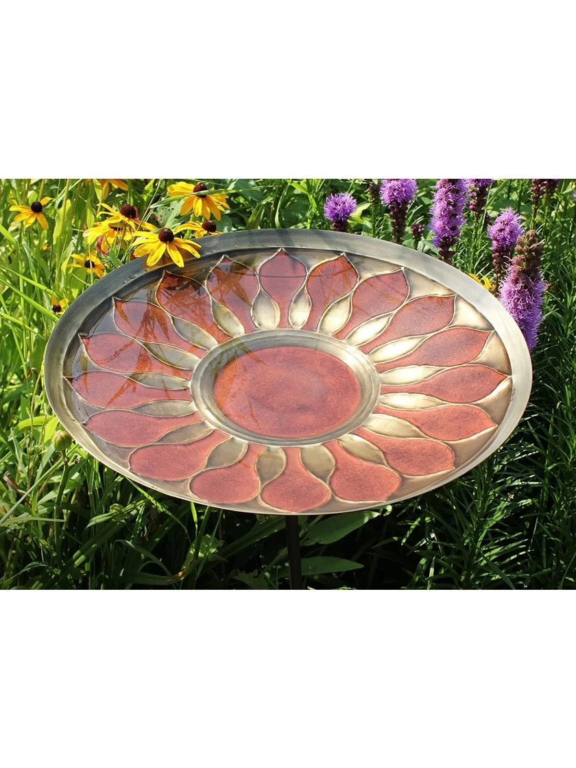 Achla Designs Red African Daisy Birdbath With Stake 1 Achla Designs Red African Daisy Birdbath With Stake
