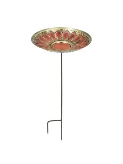 Achla Designs Red African Daisy Birdbath With Stake 5 Achla Designs Red African Daisy Birdbath With Stake -Charming Outdoors Shop 8609300 02v
