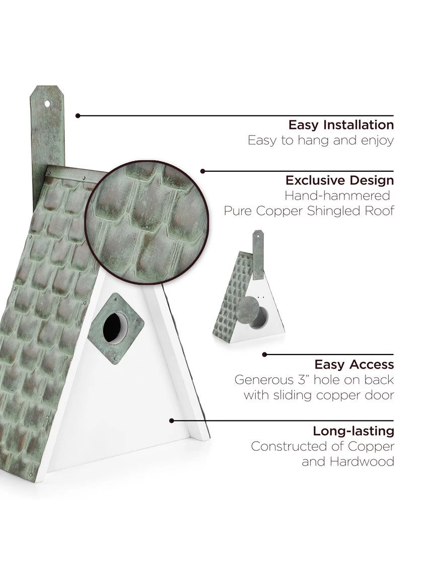 Swiss Chalet Bird House With Verdigris Copper Roof 2 Swiss Chalet Bird House With Verdigris Copper Roof - Image 2