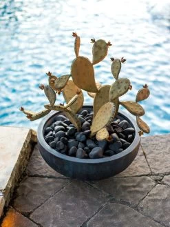 Desert Steel Prickly Pear Cactus Sculpture, Redondo