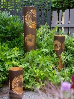 Dahlia Blossom Punched Metal Lanterns