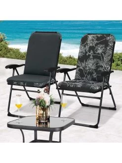 Outdoor Decor™ Seat Pad High Back Cushions, 20" X 45" -Charming Outdoors Shop 8611125 102v bkf outdoor seat pad high back cushions 20x45 black flowers