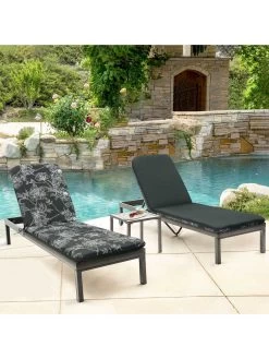 Outdoor Decor™ Chaise Lounge Cushions, 22" X 73" 11 Outdoor Decor™ Chaise Lounge Cushions, 22" X 73" -Charming Outdoors Shop 8611127 104v bkf outdoor chaise lounge cushion 22x73 black flowers