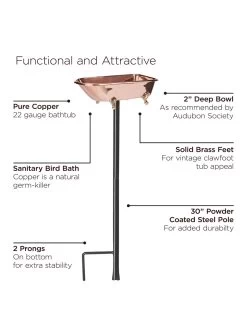 Copper Bathtub Birdbath -Charming Outdoors Shop 8612202 06v