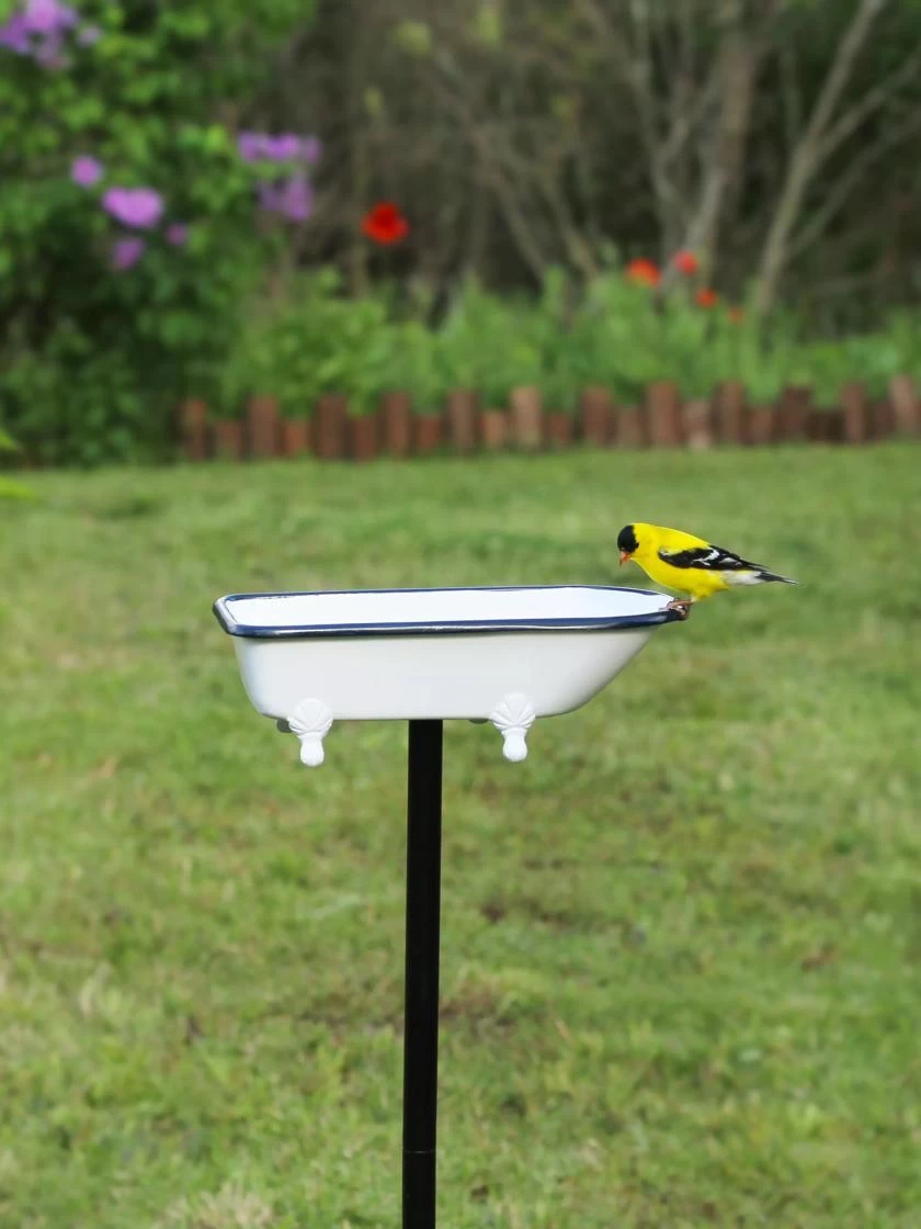 White Enamel Bathtub Birdbath 2 White Enamel Bathtub Birdbath - Image 2