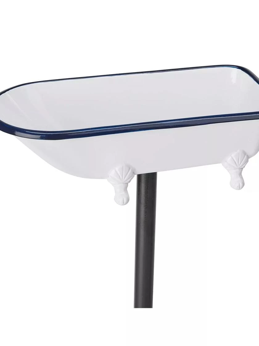 White Enamel Bathtub Birdbath 4 White Enamel Bathtub Birdbath - Image 4