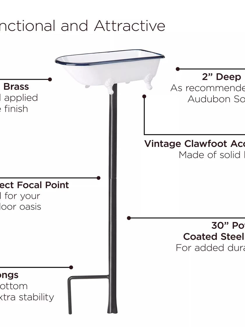 White Enamel Bathtub Birdbath 6 White Enamel Bathtub Birdbath - Image 6