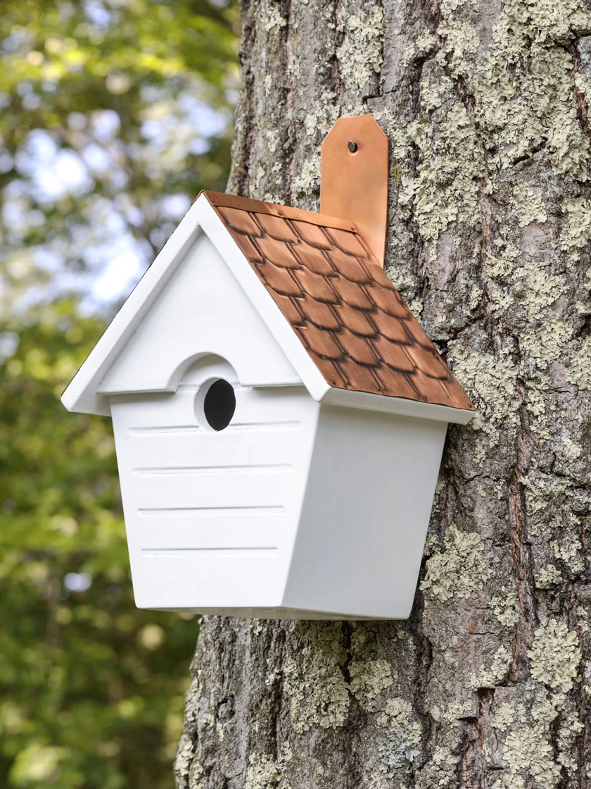 Classic Cottage Bird House With Copper Roof 1 Classic Cottage Bird House With Copper Roof