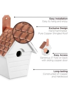 Classic Cottage Bird House With Copper Roof 7 Classic Cottage Bird House With Copper Roof -Charming Outdoors Shop 8612273 04v