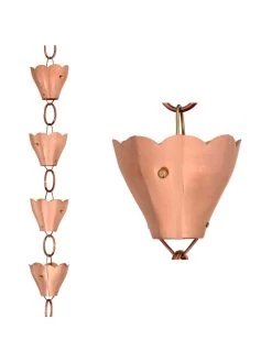 Tulip Pure Copper Rain Chain, 8.5' 10 Tulip Pure Copper Rain Chain, 8.5' -Charming Outdoors Shop 8612740 03v