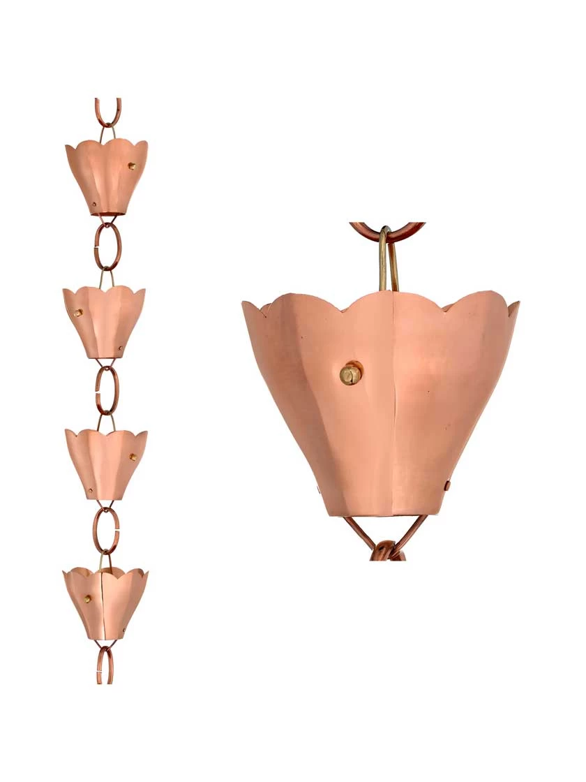 Tulip Pure Copper Rain Chain, 8.5' 5 Tulip Pure Copper Rain Chain, 8.5' - Image 5