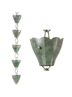 Tulip Pure Copper Rain Chain, 8.5' 11 Tulip Pure Copper Rain Chain, 8.5' -Charming Outdoors Shop 8612740 06v