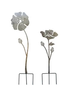 Poppy Garden Stakes Set Of 2 -Charming Outdoors Shop 8613140 7822