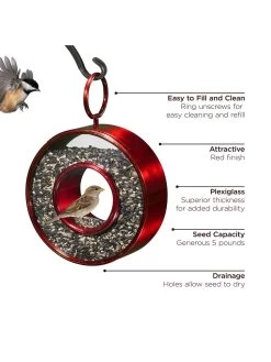 Circle Fly-Thru™ Bird Feeder With A Ruby Red Finish -Charming Outdoors Shop 8613383 03v