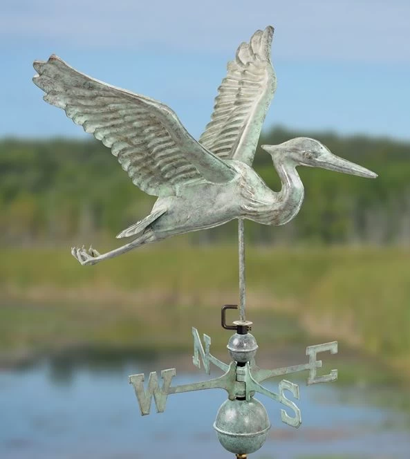 Verde Copper Heron Weathervane, Standard Size 1 Verde Copper Heron Weathervane, Standard Size